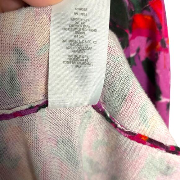 Isaac Mizrahi Women’s Pink Floral Open Front Cardigan Sweater Knit Size Large - Picture 6 of 11